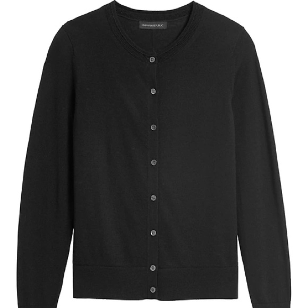 Banana Republic Classic Black Cardigan - 100% Wool - XS